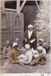 En arabisk skola i Kairo ca 1900 (färgat foto)